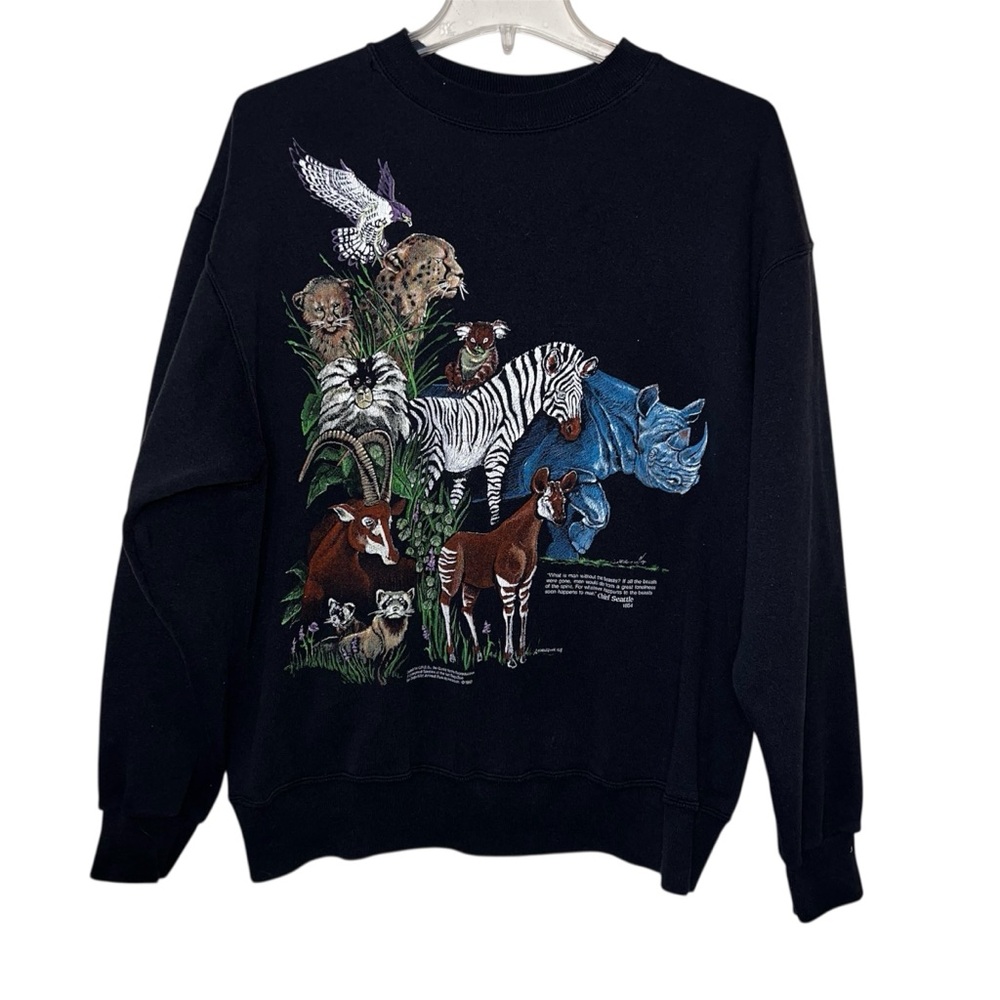 Vintage San Diego Zoo Graphic Crewneck 1987 Harlequin NG Size Large